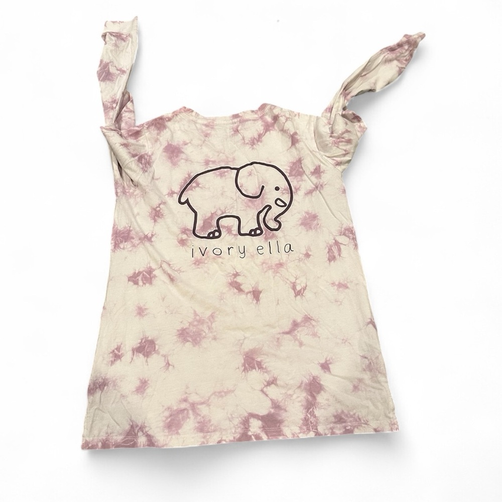 Ivory Ella Elephant Creamy white Purple Tie-Dye Long Sleeve Crew Neck Tee Top S - Picture 4 of 10